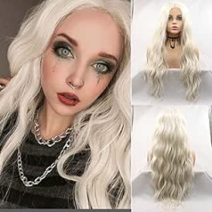 Serenewig Sieviešu Sieviešu Parūka Viļņoti Balta Blondiņa Sintētiska ballītes Cosplay Kāzu Mati 60# Pastels Blonds