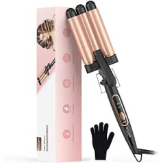 Bestope Mix Wave Iron for Hair Curling Iron 3 Barrels - BESTOPE MIX Wave Iron 22 mm, Beach Waves lokšķēres 150 °C un 210 °C, Mermaid Hair Waver Quick Heating gariem, īsiem matiem