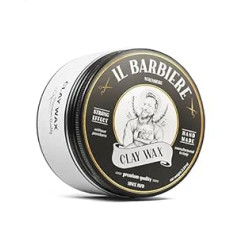 Il Barbiere ® māla vaska pomāde uz ūdens bāzes - dabīgs matu vasks matēts, ļoti spēcīga noturība, pomāde vīriešiem, matu vasks vīriešiem - bez parabēniem, bez silikona - roku darbs unikālam izskatam, 100 ml