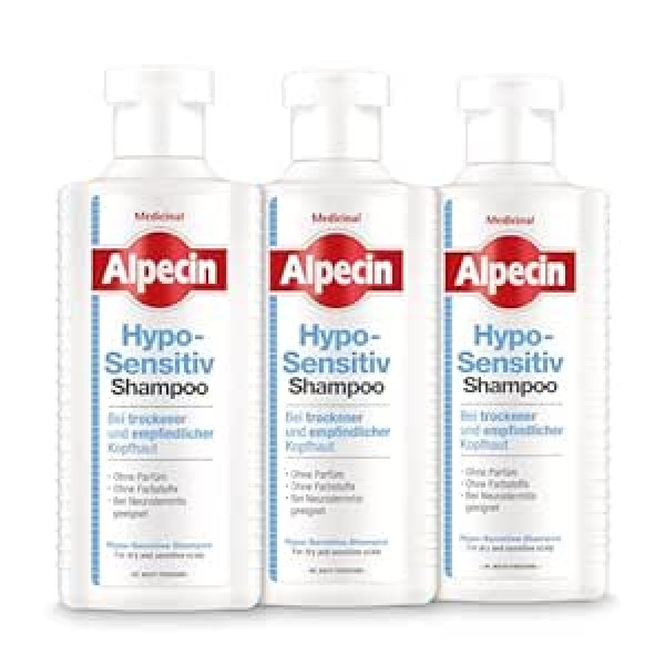 Alpecin Hypo-Sensitiv Shampoo - 3 x 250 мл - Шампунь для сухой и чувствительной кожи головы | Без красителей и парфюмерии