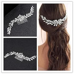 Bramian Bridal Wedding Crystal Hair Comb Slides Sudraba līgavu matu aksesuāri Rhinestone galvassegu matu aksesuāri sievietēm un meitenēm