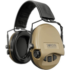 Sordin Supreme MIL AUX Slim Ear Protection - Active Military Ear Protectors - Foam Cushion & Leather Band