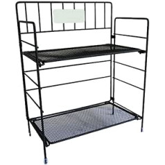 JIAYING Standregale 2-Tier Stehen Regaleinheiten Utility Storage Shelf Rack-Metall Badezimmer Küche Regal, bequem und haltbar, leicht zu Falten, for Küche Badezimmer Wohnzimmer (Color : Black)