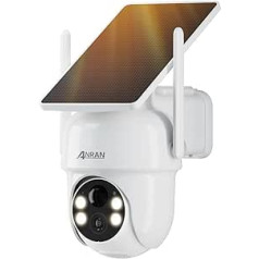 ANRAN 2K 3MP HD novērošanas kamera āra akumulatora WiFi bezvadu novērošanas kamera ar integrētu saules paneli un priekšējo lukturi, krāsainu nakts redzamību, PTZ grozāmu, saderīgu ar Alexa, Q04 baltu
