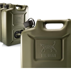BigDean Pack of 5 Petrol Cans 20 L in Olive Green with Flexible Spout – Fuel Canister for Petrol & Diesel – Canister Diesel Canister Reserve Canister – Made in Germany