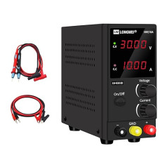 LOGNWEI DC Power Supply Variable 30V 10A Bank Power Supply 4 Digital LED Display Variable Power Supply for DIY Electroplating Kit Lab Power Supply with 2 Sets Bank Power Supply Leads