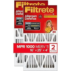 Filtrete 16x25x4, AC Ofenluftfilter, MPR 1000 DP, Micro Allergen Defense Deep Pleat, 2er-Pack (tatsächliche Maße 15,88 x 24,56 x 4,31)