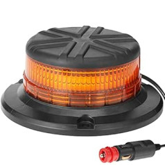 AGRISHOP 12 V/24 V LED Strobe Light with Magnetic Base, LED Rotating Beacon, Yellow Warning Light, 45 LEDs, 20 W Amber Warning Light, Car Alarm Light with Magnetic Base, Cigarette Lighter Plug ECE R10