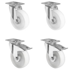 CASCOO SETSPTP200N0N0R1W Wheel Set 2 Swivel Castors 2 with Locks, Polyamide, Diameter 200 mm, Transport Castors, Plastic, Roller Bearings, Load Capacity 900 kg (Pack of 4)