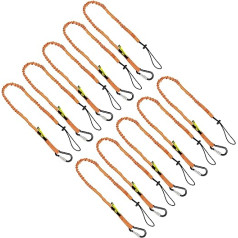 0929OS Heavy Duty Security Tool Lanyard with Carabiner Adjustable Loop End Ultra Durable High Quality Materials Ideal for Scaffolding, Tools, Construction, Pack of 10, Orange