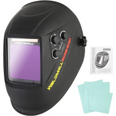 WELDMALL Large View with Real Colours Automatic Darkening Welding Helmet 4 Arc Sensor Wide Adjustable Colour DIN 5-9/9-13 for Wig MIG Arc Welding Machine WM-Q108