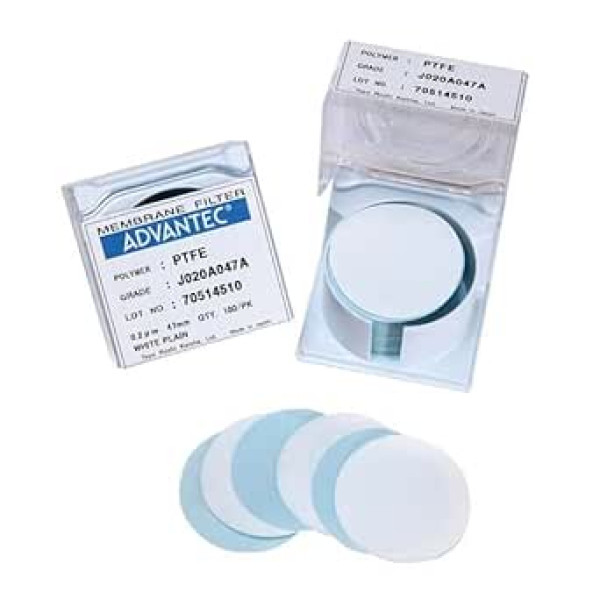 Advantec H010A047A PTFE-hidrofila membrāna, 47 mm Durchmesser, 0,10 µm, 100 Stück