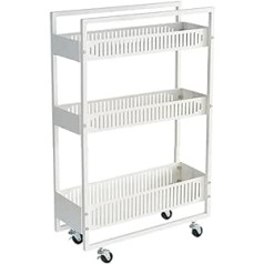 JIAYING Standregal Metall-Speicher-Regal-Speicher-Rolling-Utility-Wagen, Küchen-Badezimmer-Rack-Moderne Bücherregal, Für Früchte Gemüse-gewürz-küchengeschirrspeicher(Size:50×19.5×87CM,Color:Weiß)