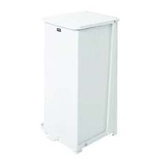 Rubbermaid Commercial Products 24 gal The Defenders Steel Step Trash Can with Plastic Liner - White