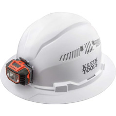 Klein Tools 60407 Cietā cepure, viegla ar ventilāciju pilnām malām, polsterēta, pašsavadoša, smakas noturīga sviedru lente, balta