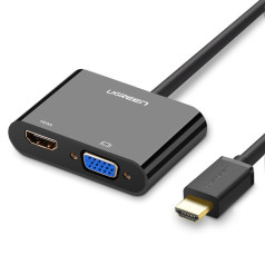 Adaptera adaptera pārveidotājs HDMI - VGA / HDMI + mini ligzda 3,5 mm melna