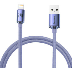 Kabelis ātrai uzlādei un datu pārsūtīšanai USB Iphone Lightning 2.4A 1.2m violets