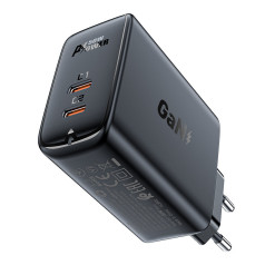 Acefast A29 GaN sienas lādētājs, divi USB-C PD porti, 50W, melns