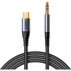 Stereo audio kabelis telefonam AUX 3,5 mm mini ligzda - USB-C 1,2 m melns