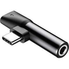 Audio Converter L41 adapteris no USB-C uz USB-C portu + 3,5 mm melna ligzda