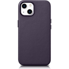 Icarer Dabīgās ādas maciņš iPhone 14 MagSafe Case Leather, violets vāciņš