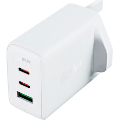 Acefast Tīkla lādētājs angļu spraudnis UK GaN 65W 1x USB 2x USB-C PD balts