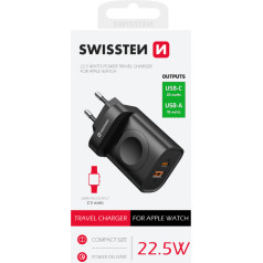 Swissten Travel Charger 1xUSB-A / 1xUSB-C / iWatch