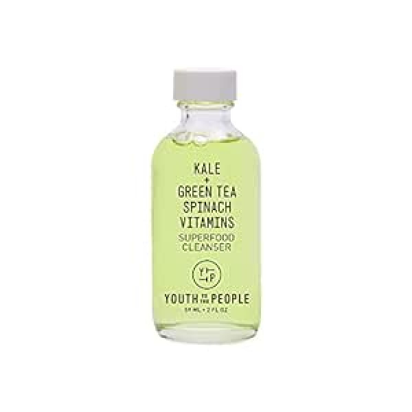 Youth To The People Superfood Cleanser Mini Travel Size — vegānu sejas mazgāšana ar spinātiem, vitamīniem C, E + K — nežāvējoša želejveida putu tīrīšanas līdzeklis visiem ādas tipiem — Clean Beauty (2 unces)