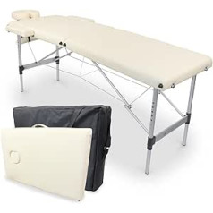 Mobiclinic , CA-01 viegls saliekams masāžas galds, alumīnijs un mākslīgā āda, regulējams augstums, galvas balsts, 2 gab., 186 x 60 cm, fizioterapijas saliekamais galds, 250 kg, pārnēsājams, masāžas galds, soma