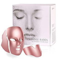 Hime Sama LED Mask Face Beauty, Pro 7 Colours LED Face Mask Light Therapy Anti Ageing Anti Wrinkle Home Skin Rejuvenation LED Face Mask Light Therapy for Face and Neck A-021