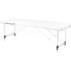 Activeshop saliekamais masāžas galds Kosmētiskais gultas masāžas galds Comfort ar 2 zonām regulējamu augstumu alumīnija pēdām un augstākās kvalitātes PU ādu ar somu baltu
