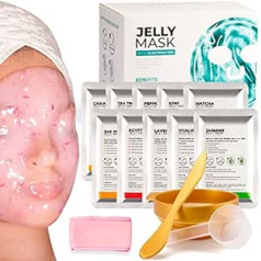 Brüun BRÜUN - Hydrogel Face Masks in Jelly Moisturizers Hydrojelly Mask Kit | 10 procedūru iepakojums, pūdera sejas maska SPA kosmētiskā ādas kopšanas hidromaska