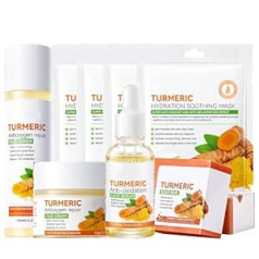 Songqee Skin Care Gifts for Teen Girls, Turmeric Skin Care Sets, Face Set, Pampering Sets for Women, Skin Care Sets and Kits with Soap, Face Serum, Face Cream, Toner, Eye Cream, Mask, 8