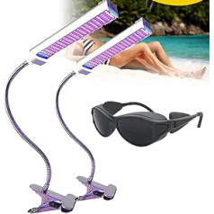 360° Adjustable UVA Tanning Light - Irradiation Range 60 x 30 cm, Tanning Lights for Face Tanning for Home, Clip-on Base, Timing Design and Safety Glasses, Sun Device for Gesi