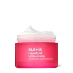 Elemis Superfood Midnight Facial, Prebiotisks nakts krēms barošanai, atsvaidzināšanai un uzmundrināšanai, Luksusa nakts krēms sausai ādai, Sejas mitrinātājs mīkstai, 50 ml