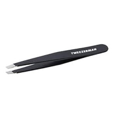 Tweezerman GEAR Tweezers for men for perfect eyebrow plucking, slanted tip, stainless steel, black