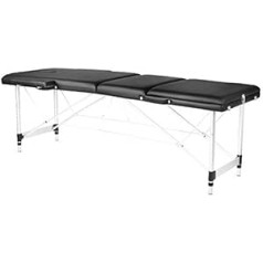 Activeshop Activ eshop saliekamais masāžas galds, kosmētiskais zvilnis, masāžas galds, komforts ar 3 zonām, regulējama augstuma alumīnija pēdas un augstākās kvalitātes PU āda ar somu, melns