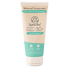 Suntribe organic sun cream, for body and face, SPF 30, waterproof, 100% zinc, reef friendly, 7 ingredients (50 ml or 100 ml) 100 ml