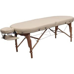 Zen Massage Ware Zen Oval FlatTop masāžas galds salokāms un regulējams augstums, mobils kosmētikas galds ovālā formā aktīvas masāžas stiliem, pilna koka, augstas kvalitātes PU pārvalks, alumīnija galvas balsts, TÜV sertificēts