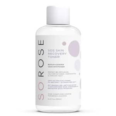 Sorose SOS Skin Recovery Toner I Nomierinošs sejas toniks bez mākslīgām piedevām, parabēniem un alkohola, ar minerālvielām, antioksidantiem un rozā damascena eļļu, 100% dabīgs un pH neitrāls.