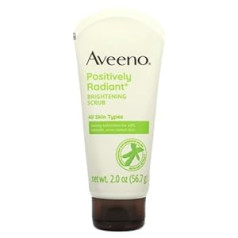 Aveeno Positively Radiant Skin Brightening Exfoliating Face Scrub with Moisture-Rich Soy Extract, Jojoba & Castor Oils, Soap Free, Hypoallergenic & Non-Comedogenic Face Cleanser, Travel Size 2 oz