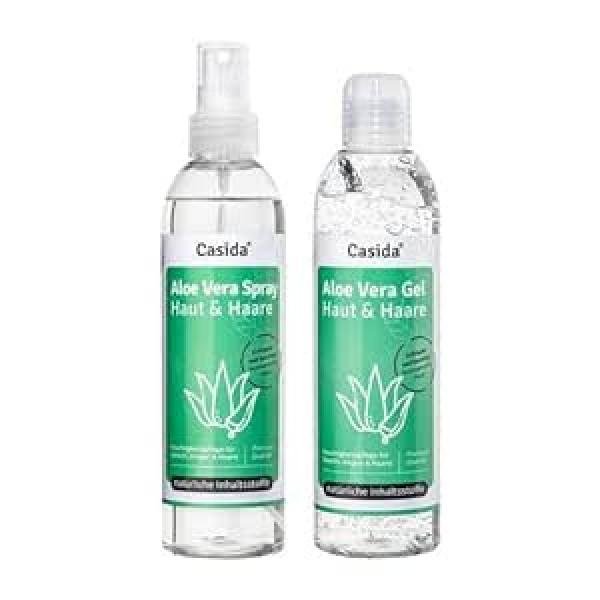 Casida ® Aloe Vera Set - Aloe Vera Gel & Aloe Vera Spray - Intensīvi mitrinošs līdzeklis ādai un matiem - no Aptiekas - 2 x 200 ml