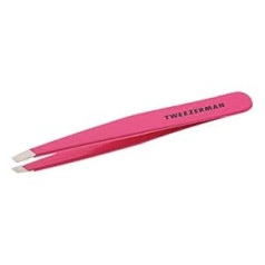 Tweezerman Tweezers for plucking eyebrows, slanted tip, stainless steel, pink