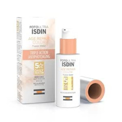 Isdin FotoUltra Age Repair Color Fusion Water SPF50 (50 ml) | Ūdens bāzes sejas aizsardzība pret sauli ar trīskāršu pretfotoattēlu novecošanās efektu, dabisks pārklājums