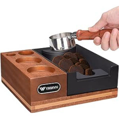 Espresso Knock Box Tamper Station 51 mm/53 mm/54 mm/58 mm, Walnut Espresso Coffee Organiser Box for Storage Espresso Tamper, Distributor, Portafilter & Puck Screen Accessories
