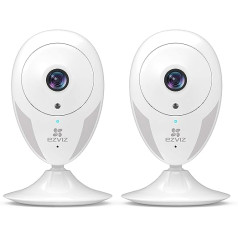 EZVIZ CTQ2C 1080P Full HD novērošanas kamera, 7,5 metru nakts redzamība, iekštelpu WiFi IP kamera ar magnētisko pamatni, 2 virzienu audio, serveris Eiropā, kustības sensors, mājām, mazulim, mājdzīvniekam, iekštelpu kamera, 2 komplekti