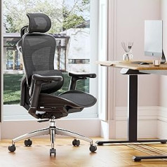 Ergonomisks biroja krēsls SIHOO Doro C300 ar īpaši mīkstiem 3D roku balstiem, dinamisks jostasvietas atbalsts mājas biroja krēslam, regulējams atzveltne (melns)