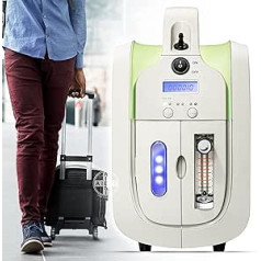 AIESI® Professional Portable Oxygen Concentrator 1-5 Litres/Minute, Transport Trolley, Weight 6 kg, Purity 93%, Certificate, 24 Months Warranty