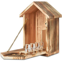 SG-Fun Bird House Schnapps bāra mini bārs — smieklīga koka čirkstošā kastīte ar brillēm — Bāra dekorēšana Dārza sīkrīki Alkohola dāvanas vīriešiem