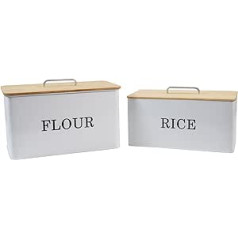 Gdfjiy virtuves tvertņu komplekts pa 2, rīsu uzglabāšanas trauki miltu skārda, hermētiski miltu un rīsu trauki ar vāku, pārtikas uzglabāšanas trauks rīsu miltiem (balts)